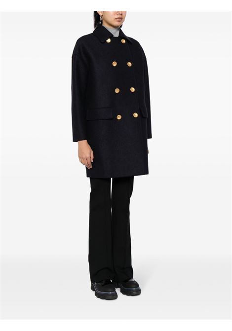 Navy blue Mac double-breasted virgin wool coat Harris wharf london - women HARRIS WHARF LONDON | A1327MLK362